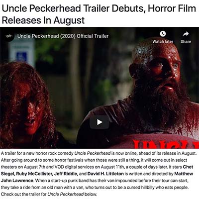 Uncle Peckerhead Trailer Debuts, Horror Film Releases In August